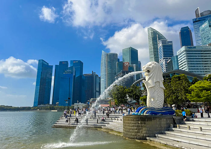The Merlion combines a lion's head and fish body