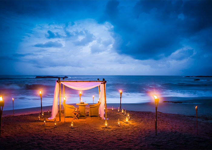 Romantic candlelight on the beach