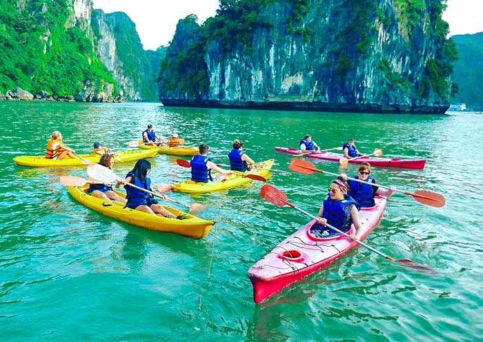 Paddle through emerald waters