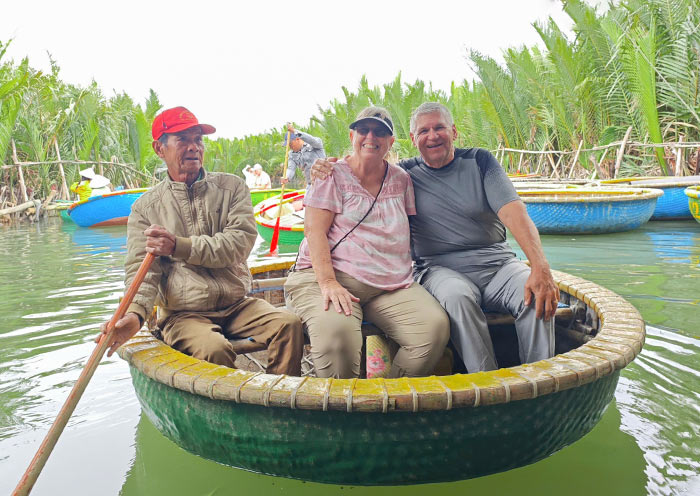 Our Clients Try the Traditional Hoi An Basket Boat