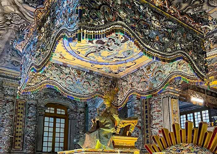 Khai Dinh Tomb inside, intricate mosaics