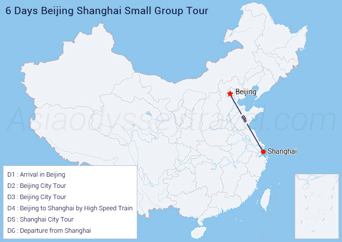 6 Days Beijing Shanghai Group Tour Map