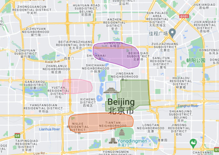 Beijing Hutong Area Map