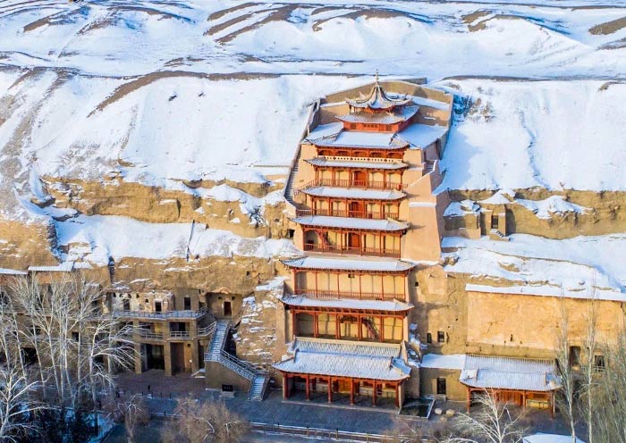 Mogao Grottoes in Winter
