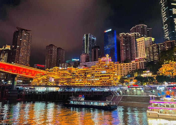 Hongya Cave Night View on Cruise