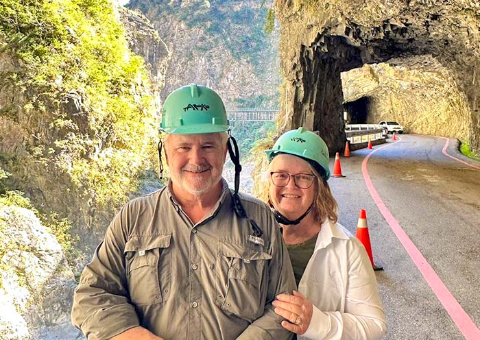 Wear a helmet when visiting Taroko Gorge