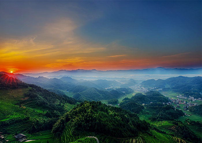 Hunan Ziquejie Rice Terraces Sun Rise