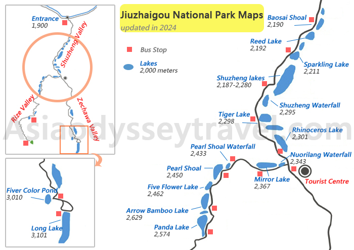 Jiuzhaigou National Park Map