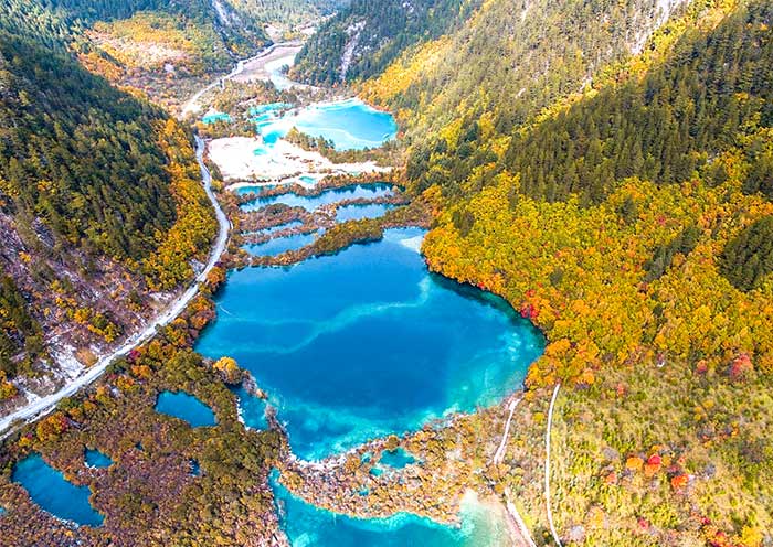 Panoramic View of Jiuzhaigou Valley