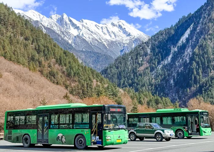 Sightseeing Bus in Jiuzhaigou Valley