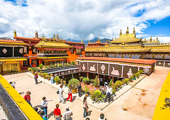 Jokhang Temple with Gilted Roof Lhasa Jokhang Temple