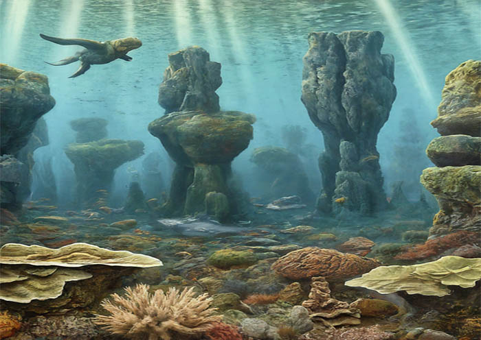 Marvel at Stone Forest, Once Home to Ancient Sea Creatures in Permian Period (AI Generated Art)