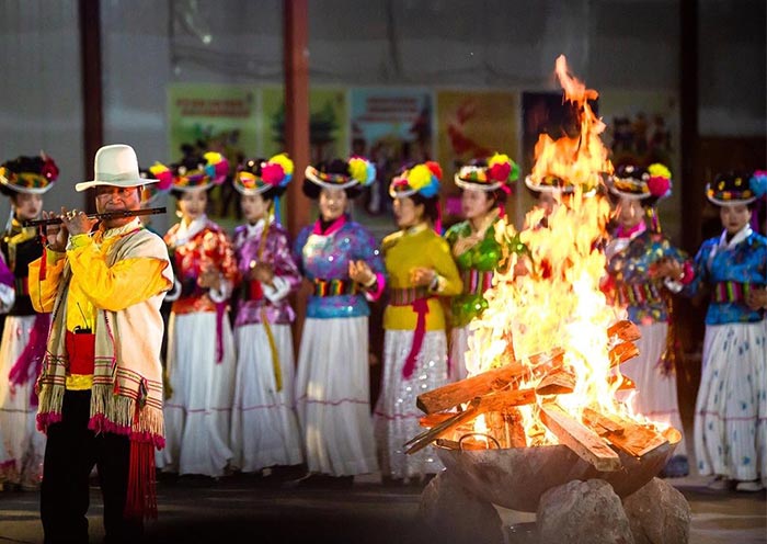 Singing and dancing party at Lugu Lake