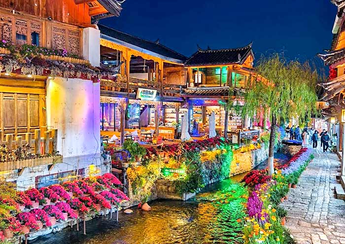 Beautiful Night View of Lijiang Old Town