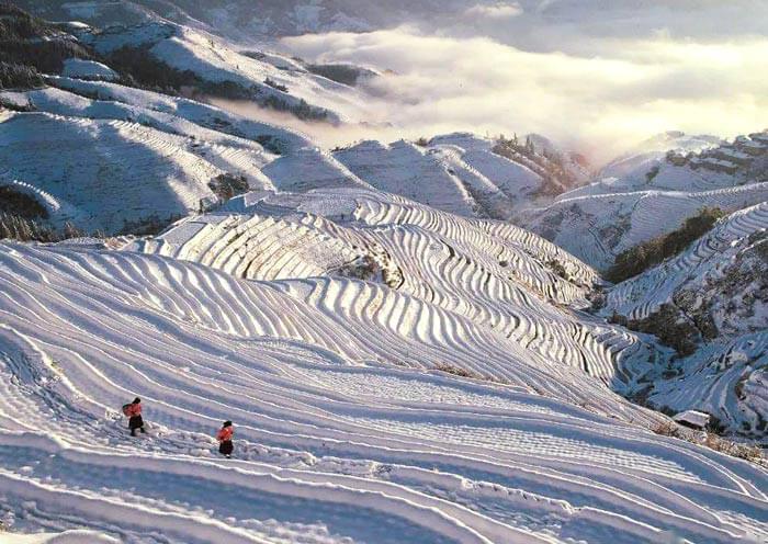 Longji Rice Terrace in Snow