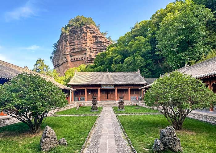 View Maijishan Grottoes from Chinese Traditional Yard
