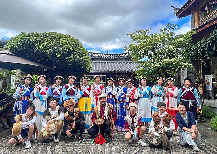 Naxi Family Visit with Local Naxi Costumes