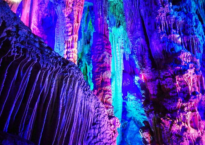 A stunning display of colorful stalactites A stunning display of colorful stalactites
