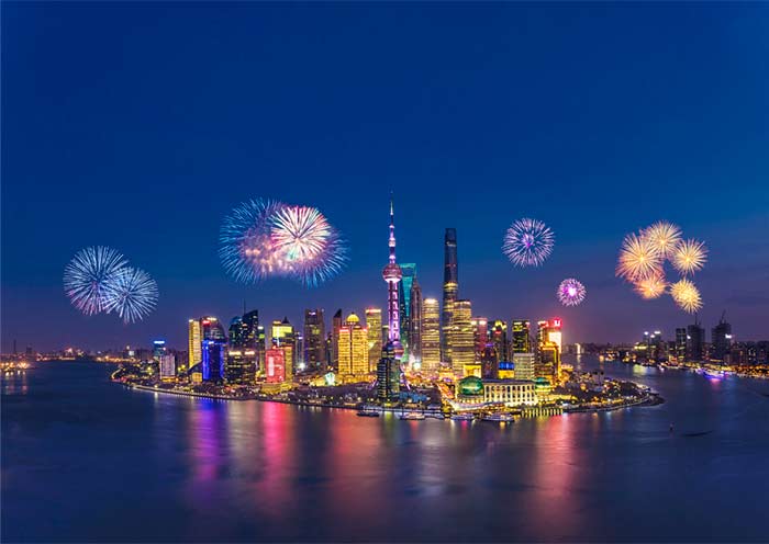 Pudong Night View on the Eastern Bank of the Huangpu River