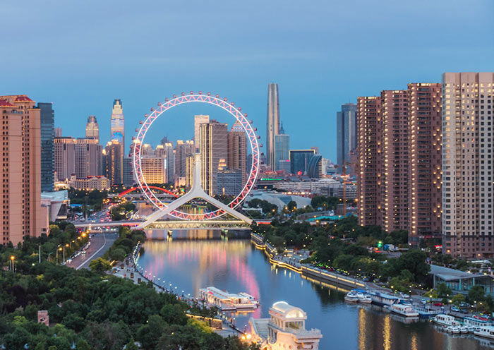 Tianjin Eye, Ferris Wheel on Bridge