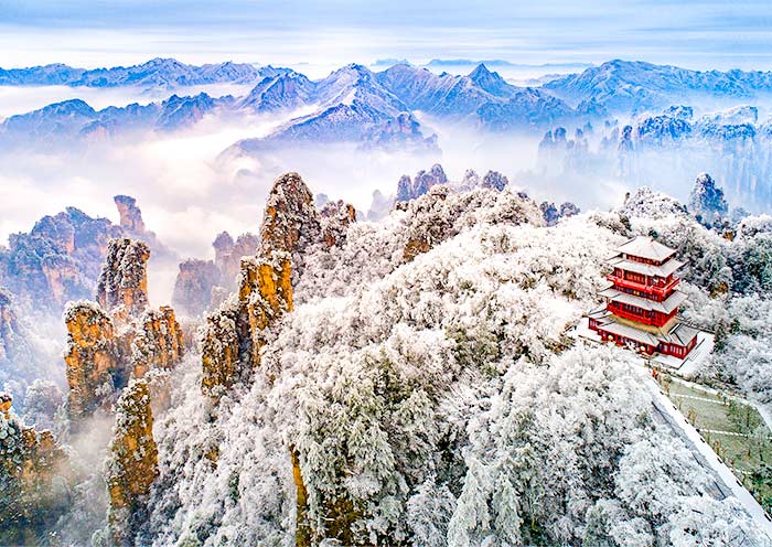 Tianzi Mountain in Winter, Zhangjiajie