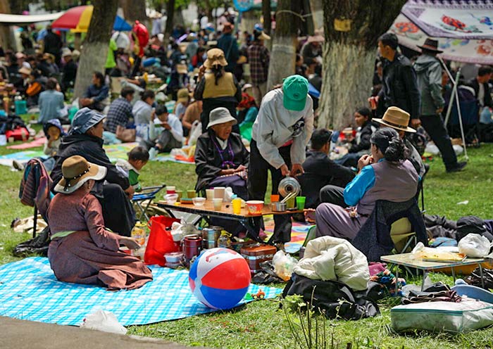 Tibetans enjoy Picnic in Parks during the Shoton Festival