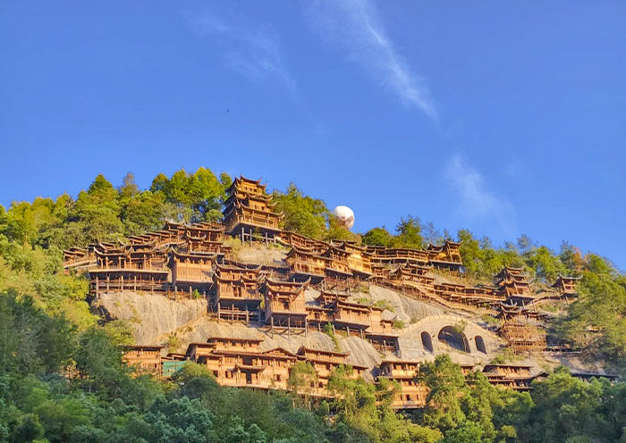Wangxian Valley's Ancient Town on Cliff
