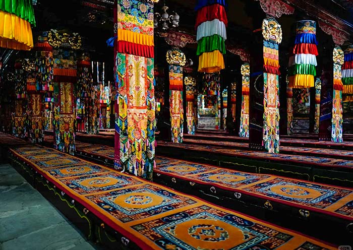 Inside the main hall of Wudangzhao Monastery