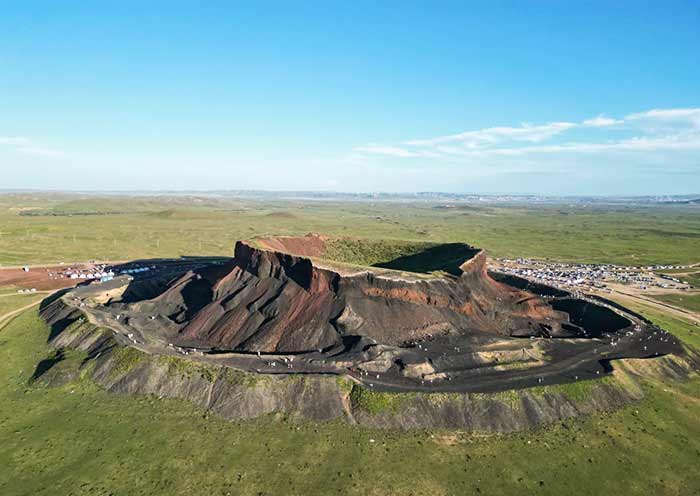 Volcano 6, with a dark brown mountain body resembling Mars