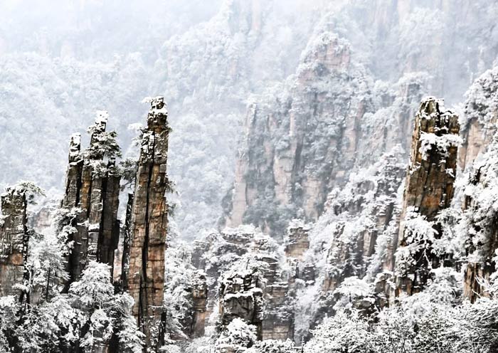 Wulingyuan's Quiet Majesty Under Snow