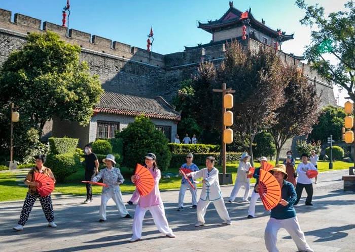 Play Taiji near City Wall, Xian