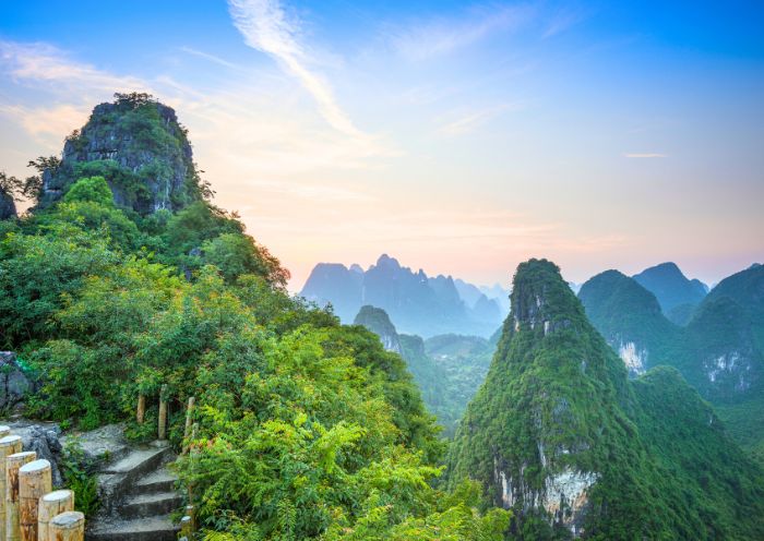 Short hike up a hill for panoramic views of the Li River