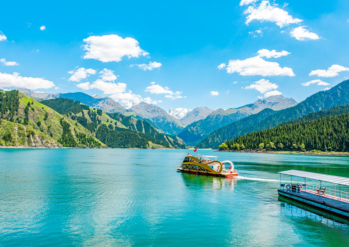 Boating on Heavenly Lake of Tianshan