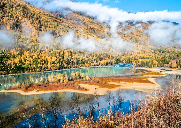 Autumn Wolong Bay of Kanas Lake, Xinjiang