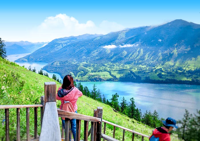 Panoramic view of Kanas Lake, Xinjiang