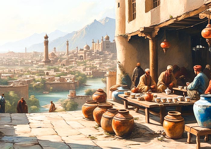 Tea House, Kashgar Old City AI Art