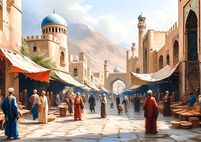 Bazaar, Kashgar Old City AI Art