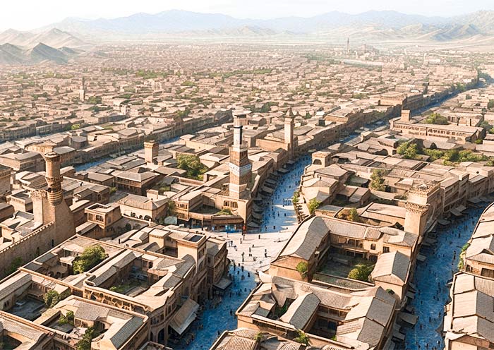 Overview, Kashgar Old City AI Art