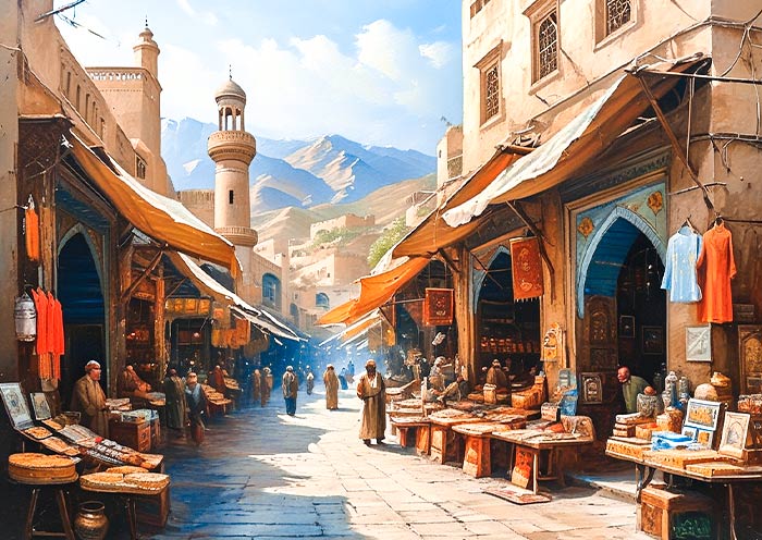 Bazaar, Kashgar Old City AI Art