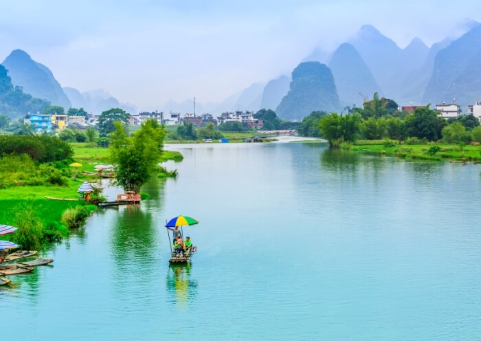 Bamboo raft on Yulong River