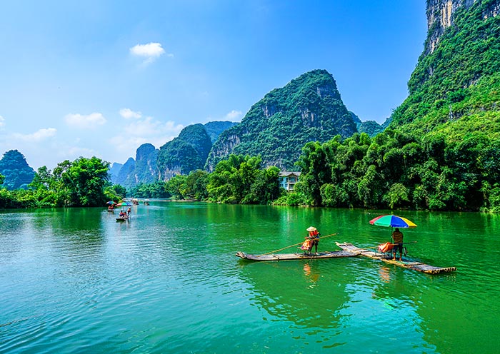 Bamboo raft on Yulong River