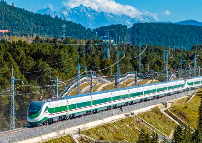 Scenic high-speed train journey