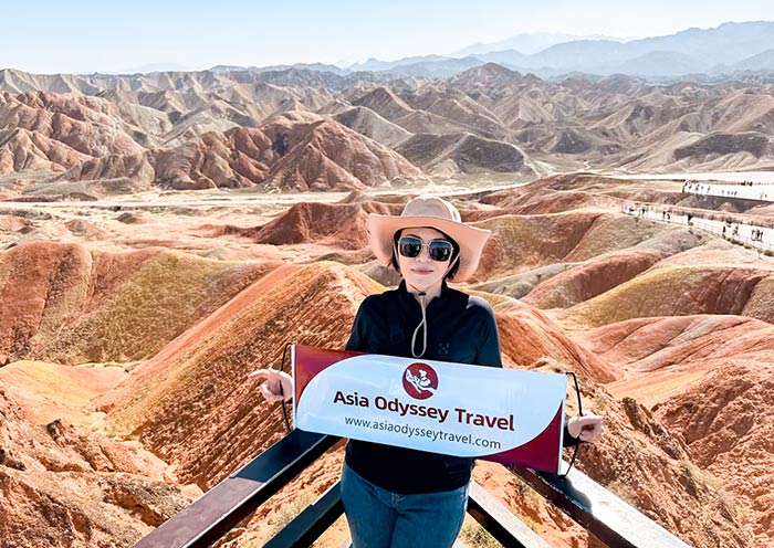 Danxia landforms with colorful hilly landscapes