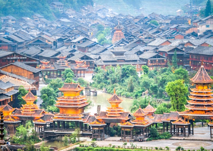 Zhaoxing Dong Village Late Afternoon