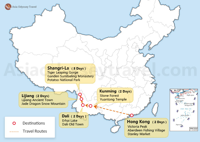 10 Days China itinerary Map