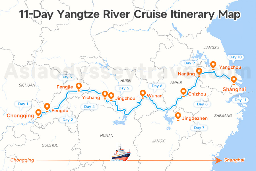 11-day Yangtze River Cruise Itinerary