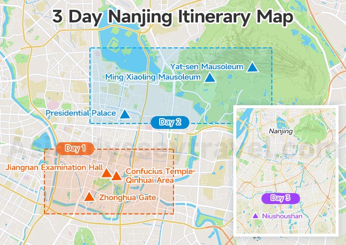 3 Day Nanjing Itinerary Map