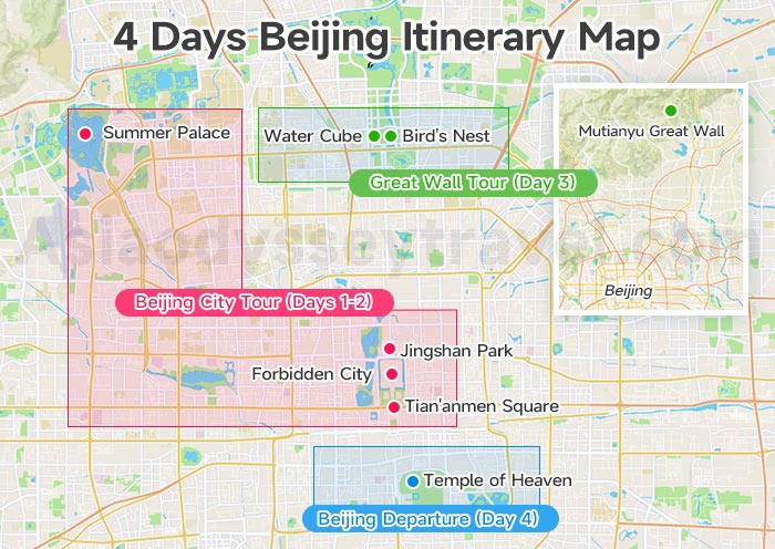 Beijing & Summer Palace Itinerary Map - 4 Days