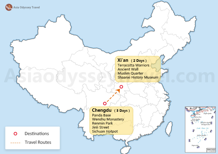China 5 Days Itinerary Map