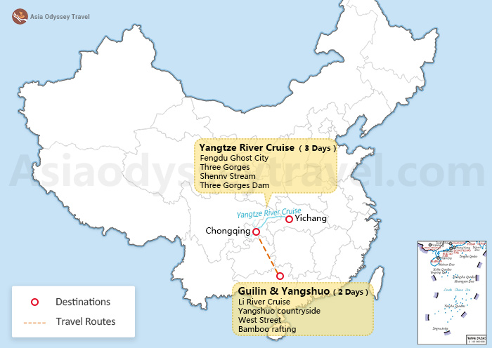 China 5 Days Itinerary Map